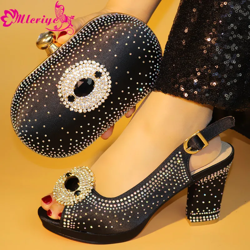 New Arrival Italian Shoes and Bags Set Decorated with Rhinestone Pumps Women Shoes African Shoe and Bag Set for Party In Women