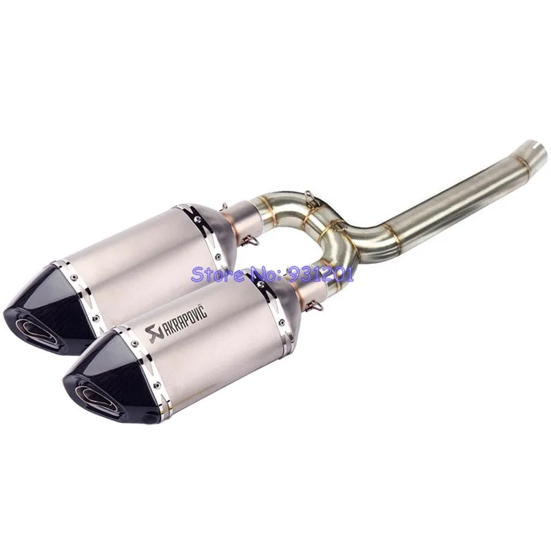 

Escape Moto Exhaust System for Yamaha FZ6N FZ6S FZ6 Akrapovic Exhaust Motorcycle Middle Link Pipe with Dual Tailpipe Mufflers