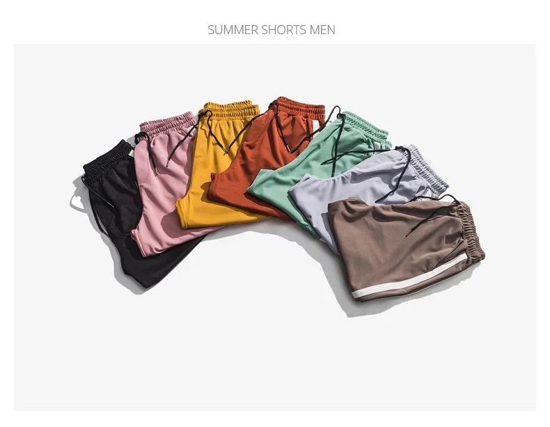 Корейские модные шорты мужские повседневные полосатые шорты для бега уличная эластичная резинка на талии Розовые черные спортивные шорты летние штаны