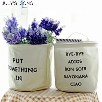 

JULY'S SONG Folding Hung Flowers Storage Basket Cotton Fabric Organizers Kitchen Living Room Sundries Storage Bag for Toys