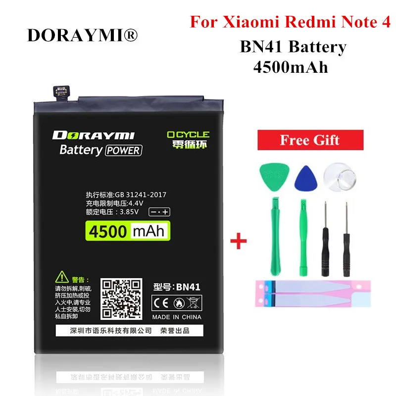 Аккумулятор DORAYMI BN41 для Xiaomi Redmi Note 4 Hongmi Note4 4X BN43 сменная батарея большой емкости с