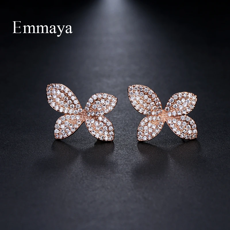 Серьги Emmaya женские модные оригинальные растения AAA белый кубический цирконий