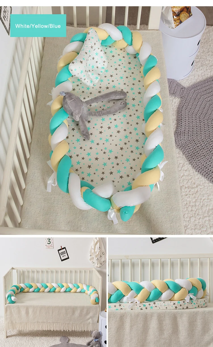 Portabel Детские гнездо кровать для новорожденных детская кроватка, не замненная Детская мозаика удаляемый моющийся спальная кровать-экспонат бамперы