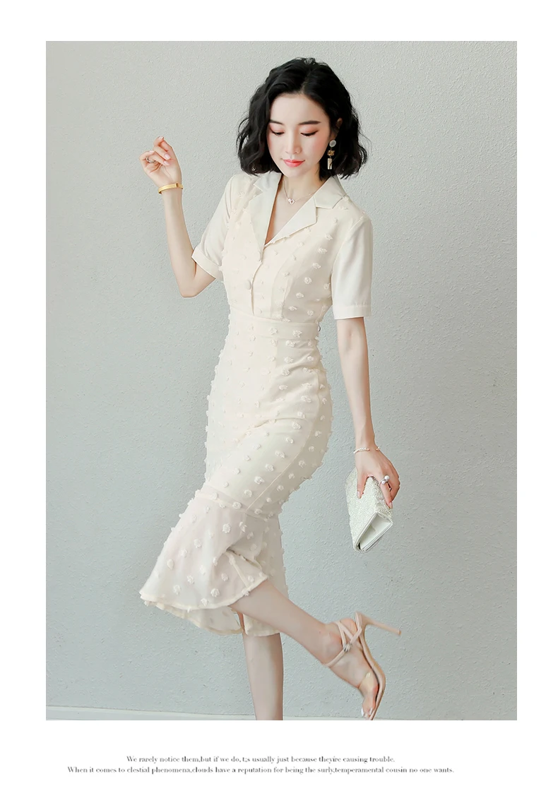 

Beige Women Bodycon Blazer Dress OL Office Ladies Elegant OL Party Chic Summer Chiffon Trumpet / Mermaid Bandage Dresses