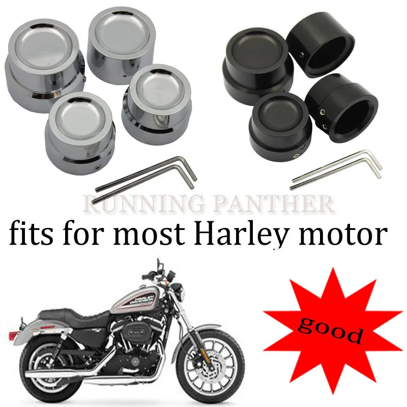 Front/rear Axle Nut Covers Cap For Sportster Xl 883 1200 Dyna Softail