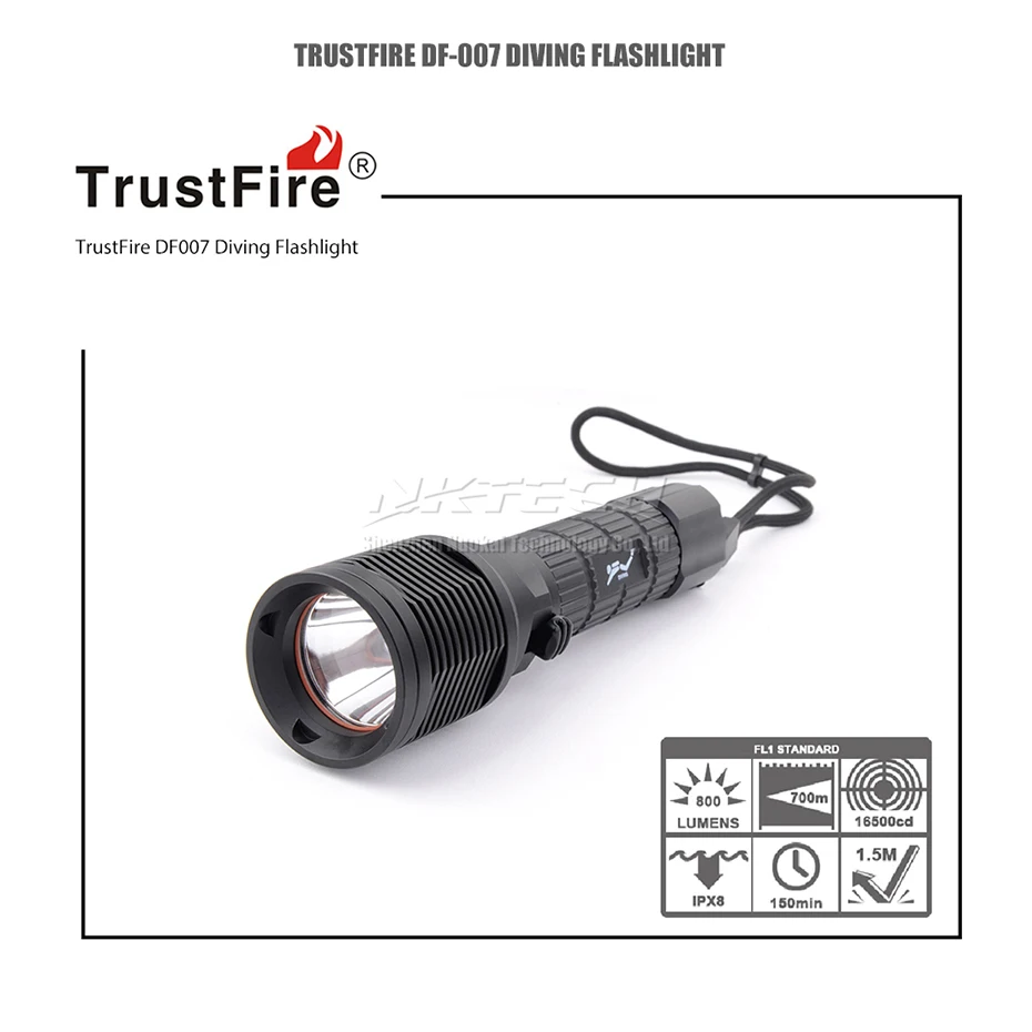 TrustFire DF-007 Дайвинг флэш-светильник фонарь 100 м XM-L2 светодиодный фонарь магнетронный переключатель фонарь IPX8 подводный светильник для подводного погружения