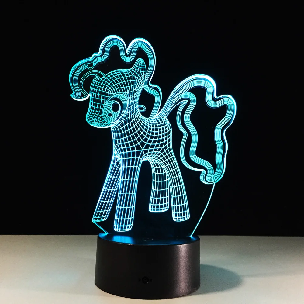 Ночной светильник 3D My Little Pony настольный светодиодный ночник креативный цветной