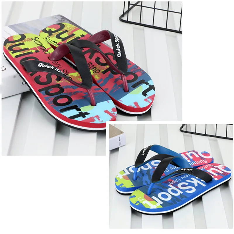 2019  Men letters Beach Shoes Flip Flops Flat Slides Flip Flops Slippers Home Sandals terlik Mans footwear 40JA2920
