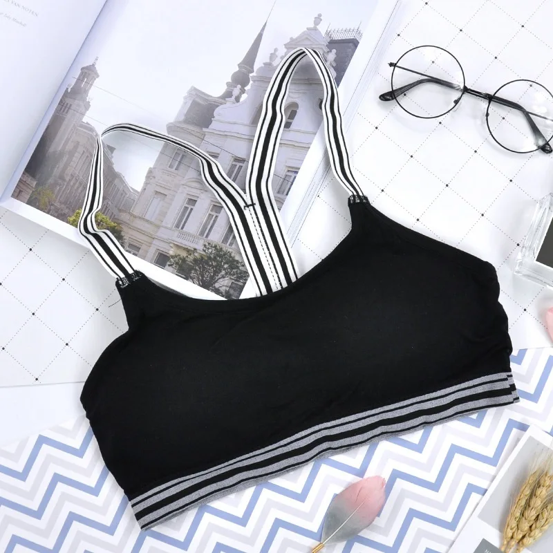 

Women Fitness Bra Padded Wirefree Female Underwear Women Striped Bras Tupe Top