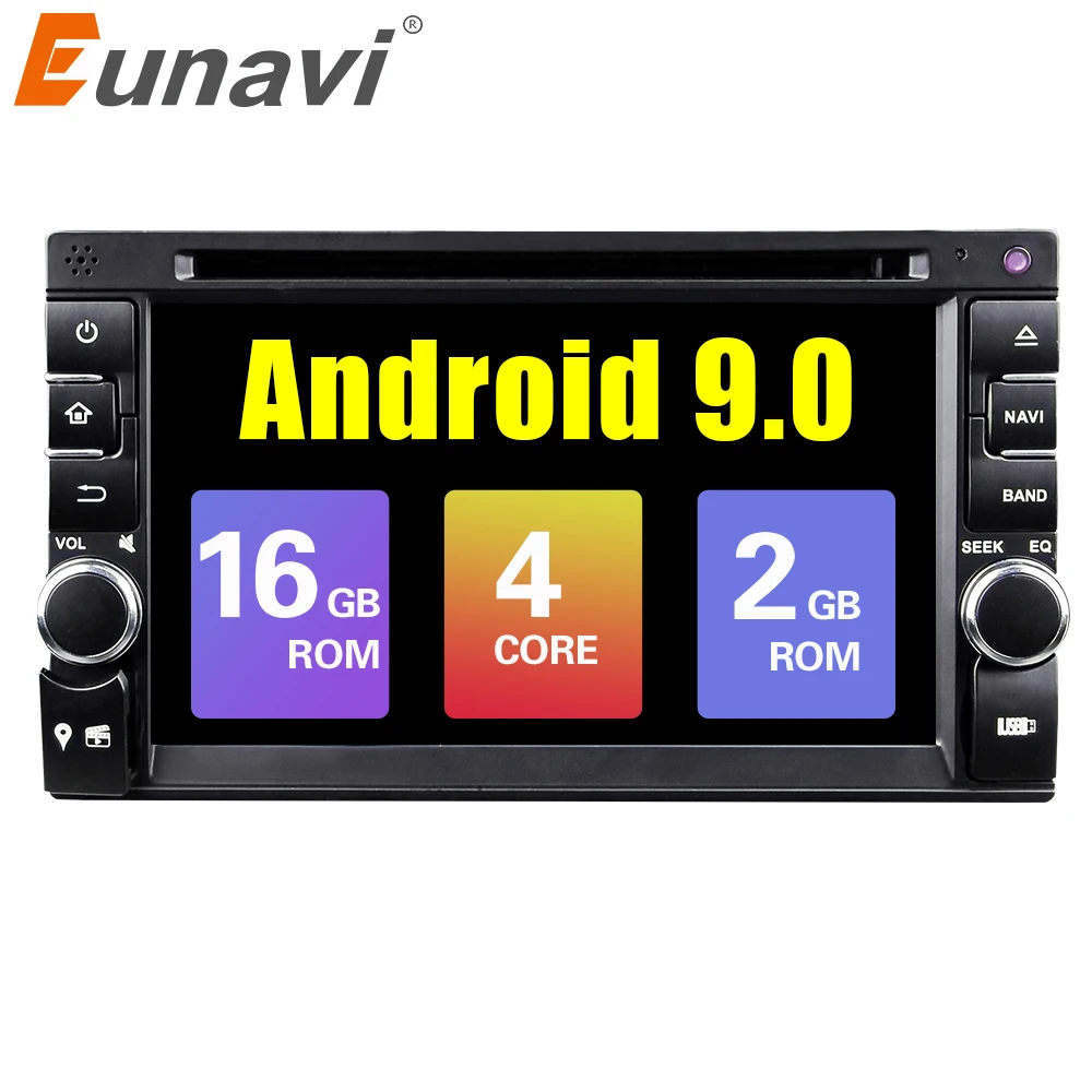 Eunavi четырехрядный 2 Din Android 9 0 автомобильный DVD gps стерео радиоплеер din