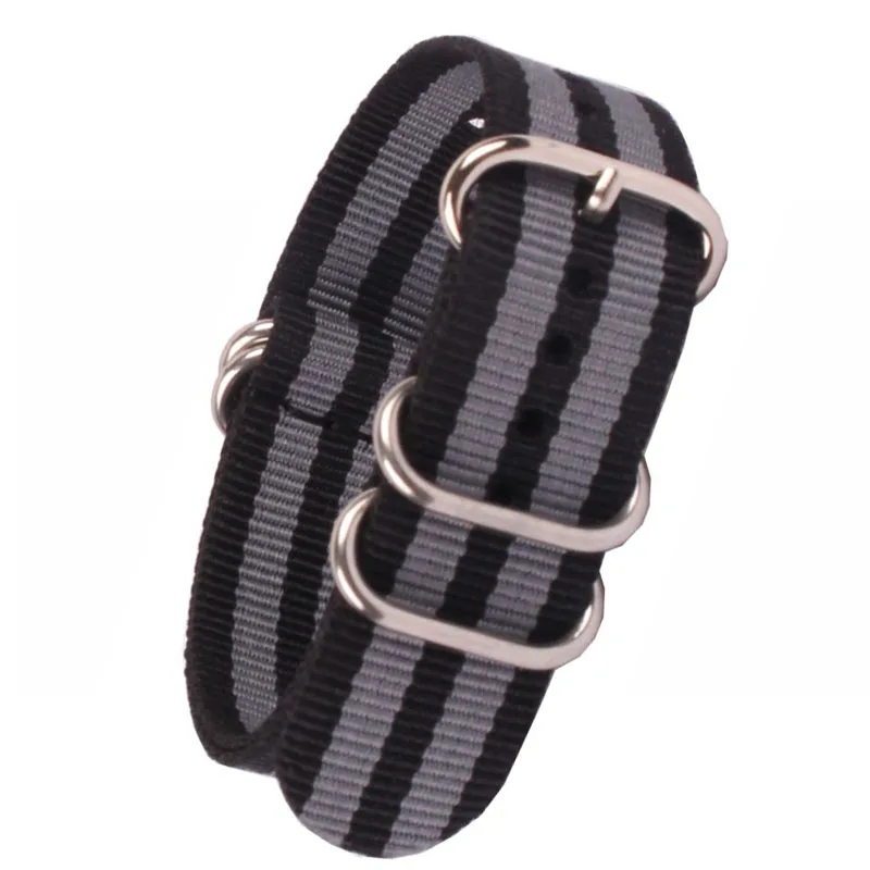 

Buy 2 get 20% off) 18mm 20 mm 22mm 24mm Cambo Grey Black Army Zulu fabric Nylon watchband Watch Strap 5 Rings Bands Buckle belt