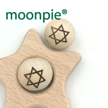 20mm wood star of david round ball bead  for teether shaped burnt engrave diy accessory wooden craft valentine decoration EA179