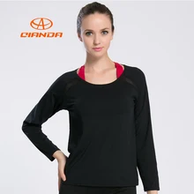 QIANDA женский Топ с длинным рукавом для йоги, рубашка, сексуальная одежда для фитнеса, дышащая женская футболка, удобная спортивная рубашка для бега