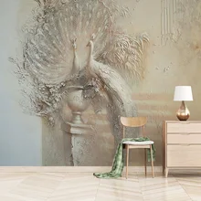 Европейский стиль ретро 3D рельеф павлин фото настенные фрески гостиная ТВ диван Кабинет домашний декор обои Papel де Parede Fresco