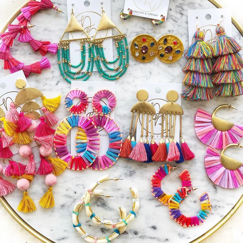 

Miwens Fashion Raffia Drop Dangle Earrings For Women Bohemia Popular Rainbow Handmade Statement Wedding Party Earrings Jewelry