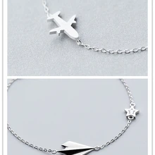 ROMAD самолет 925 пробы Серебряная цепочка браслет для женщин очаровательный браслет Подвески самолеты регулируемый браслет для девочек ювелирные изделия R2