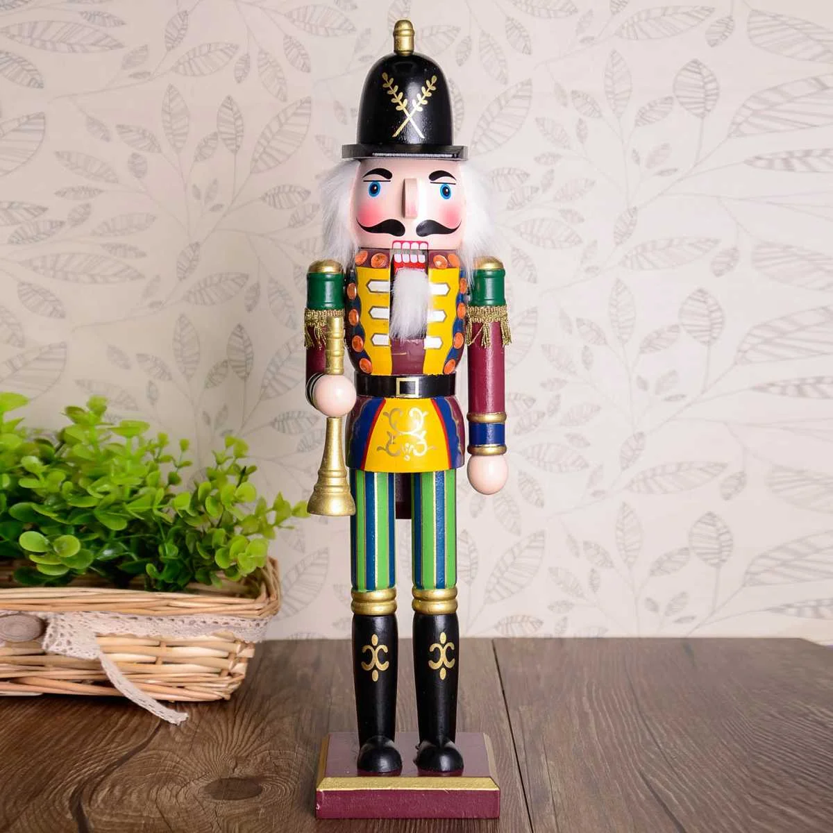 Новая деревянная кукла Щелкунчик, фигурки грецкого ореха, винтажная кукла ручной работы, детская игрушка, подарок, декоративные украшения, украшение для дома - Цвет: Horn