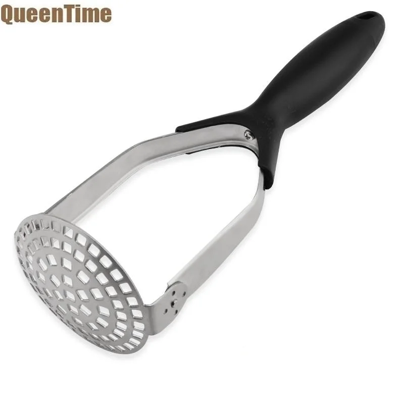 QueenTime Soft Potato Masher Stainless Steel Manual Food Smasher