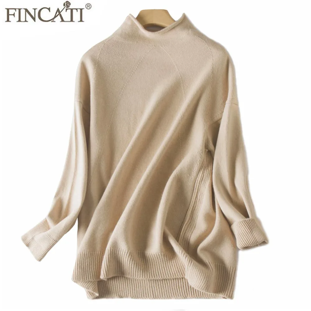 

Women Pullover 2018 High Quality Turtleneck Collar Cashmere Wool Soft Skin Friendly Casual Loose Sweaters Pulls Femme