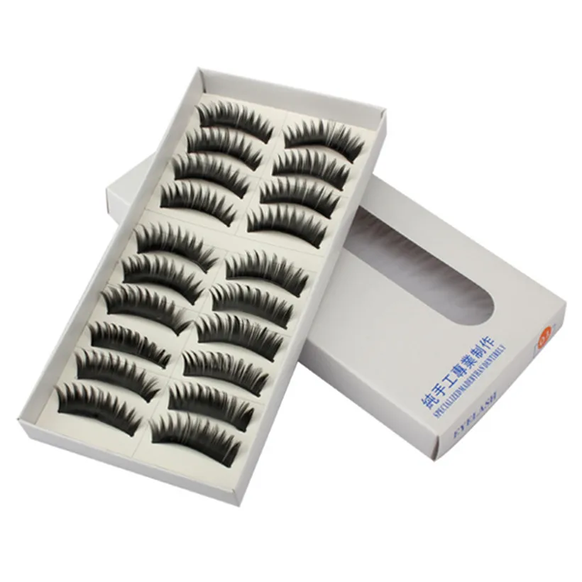 

10 Pairs Charming Eye Lashes Natural Long Thick Black False Eyelashes MakeUp