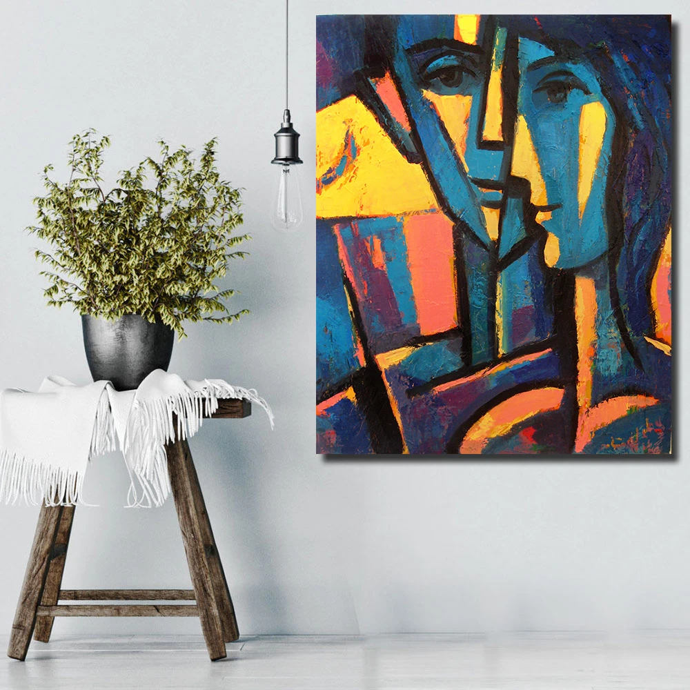 QKART Home Office Decor Canvas Wall Art Face Abstract Figure Oil