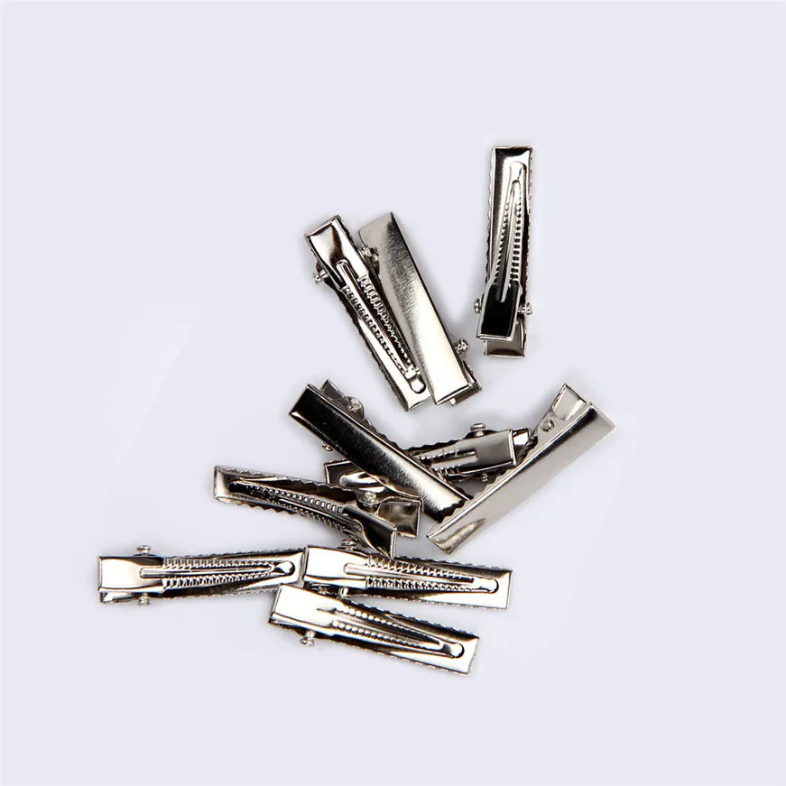 50pcs Metal Double Prong Alligator Clips w/Teeth for DIY Hair Bows Craft hair clip 32mm