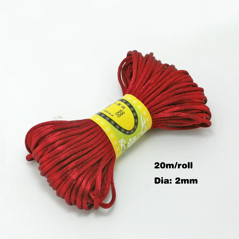 Новое поступление размер отверстия 2 мм 20 м/лот 29 цветов на выбор китайский узел шнур для рукоделия изготовление аксессуаров - Цвет: Burgandy