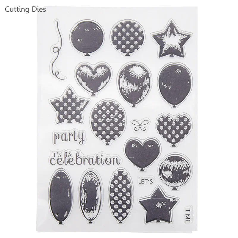 

Black Color Balloons Clear Transparent Silicone Rubber Stamps For Scrapbook DIY Photo Album Stationary Crafts Decorations