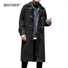 QINTIDES NEW woollen cloth long overcoat male Medium style men coat fashion windbreaker