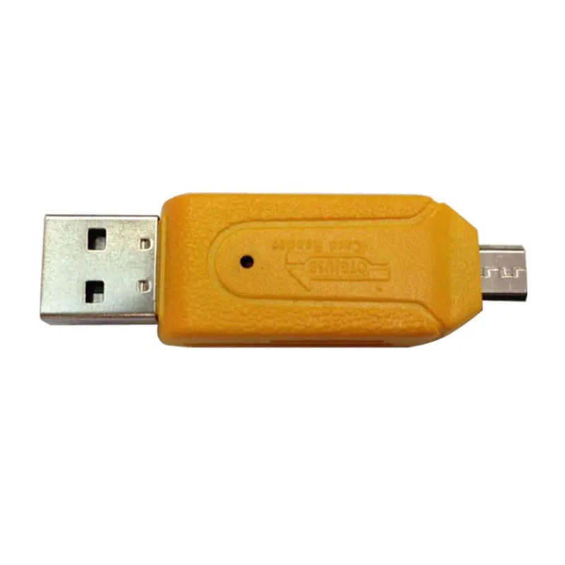 Новый 2 в 1 двойной разъем usb OTG слот для карт с SD/T-Flash карты памяти для смартфонов и компьютер желтый лучшая цена