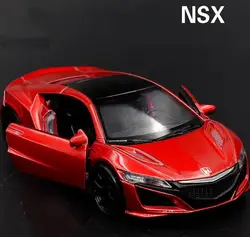 Высокая симуляция Honda NSX supercars, 1:36 сплав тянет назад модели автомобиля, металл, полученный литьем под давление, 2 открытые двери, игрушечные