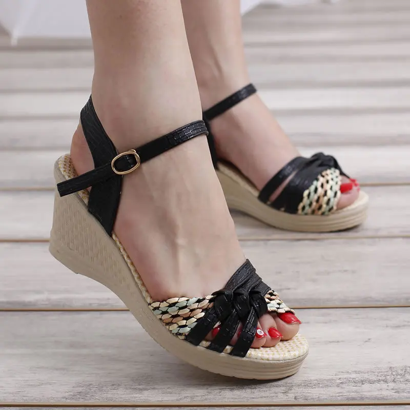 

Women Sandals 2019 New Female Shoes Woman Summer Wedge Comfortable Sandals Ladies Slip-on Flat Sandals Women Sandalias