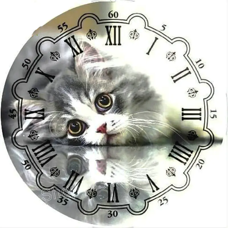 

ARTBACK Diamond Painting Wall clock Cross Stitch picture cat Full Round Diamond Embroidery Mosaic Handicrafts Home Decoration
