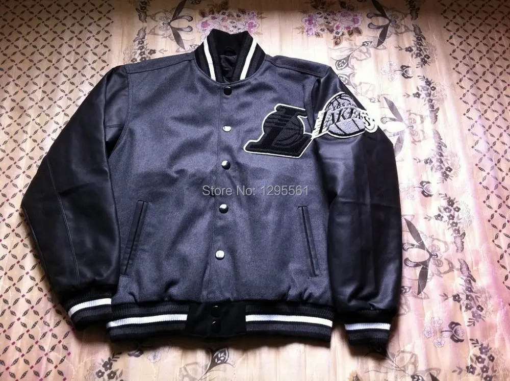 National Basketball Association Laker Varsity Letterman Jacket With Melton Wool Fabric And Pu Leather Sleeves Embroidered Logos Jacket Jersey Fabric For Jacketfabric Scrapbook Aliexpress