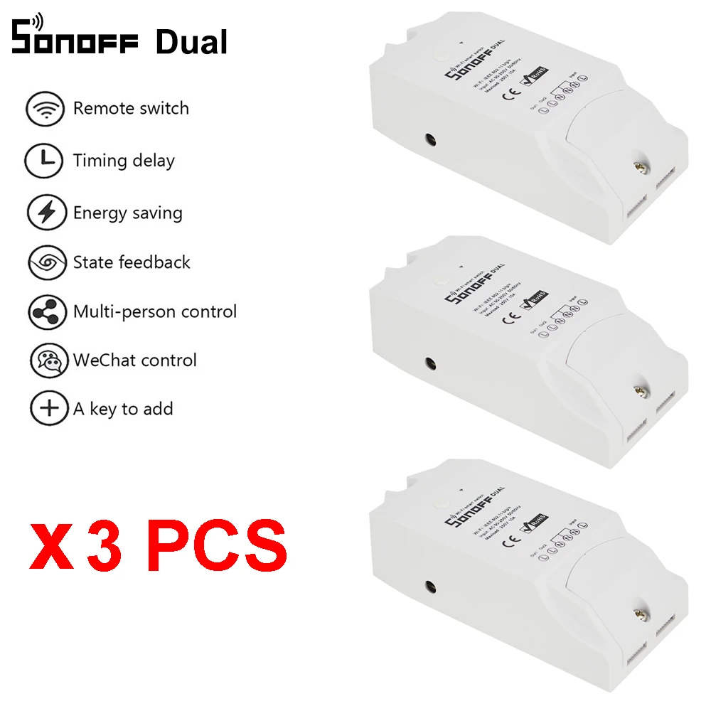3 шт. Sonoff Dual 2CH Wifi освещение переключатель Управление несколькими устройствами WiFi