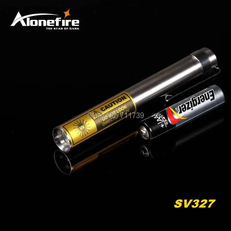 ALONEFIRE SV327 395nm УФ Мини светодиодный фонарь из нержавеющей стали ультрафиолет для кота собаки домашнего животного мочи деньги обнаружения