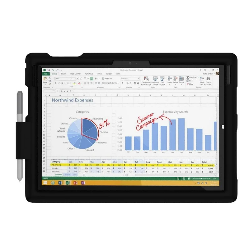 

MingShore Silicone Case For Microsoft New Surface Pro 12.3 With Built-in Pen Holder-Typecover & Kickstand NOT Support-Pro 4 Case