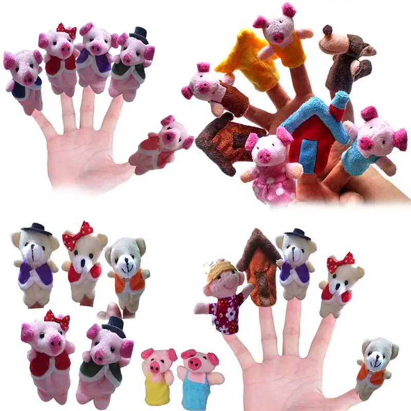 5/8pcs Telling Sack Bag Finger Puppets Nursery Rhyme Fairy Tale Aussie Animals Toys Children Gift Present M09