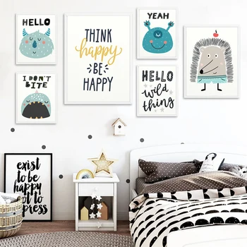 

Cartoon Cute Monster Nursery Wall Art Canvas Painting Nordic Minimalist Posters and Prints Kid Boy Bedroom Decoration Picture