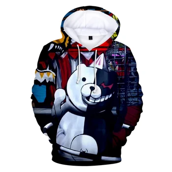 

Hot Cartoon characters Monokuma 3D Hoodies Men And Women Fashion Long Sleeve Hooded Swetshirt Creative Monokuma Print Hoodies