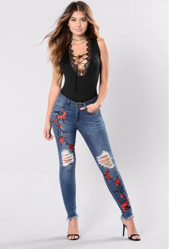 calca jeans bordada 2018