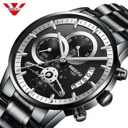 NIBOSI Творческий кварцевые часы для мужчин Бренд Военная Униформа наручные часы Полный сталь известный бизнес для мужчин часы