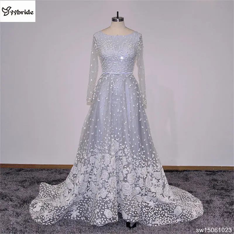 Серунт реальное изображение красивая линия кристалл бисером с длинным рукавом Винтаж кружево вечернее платье