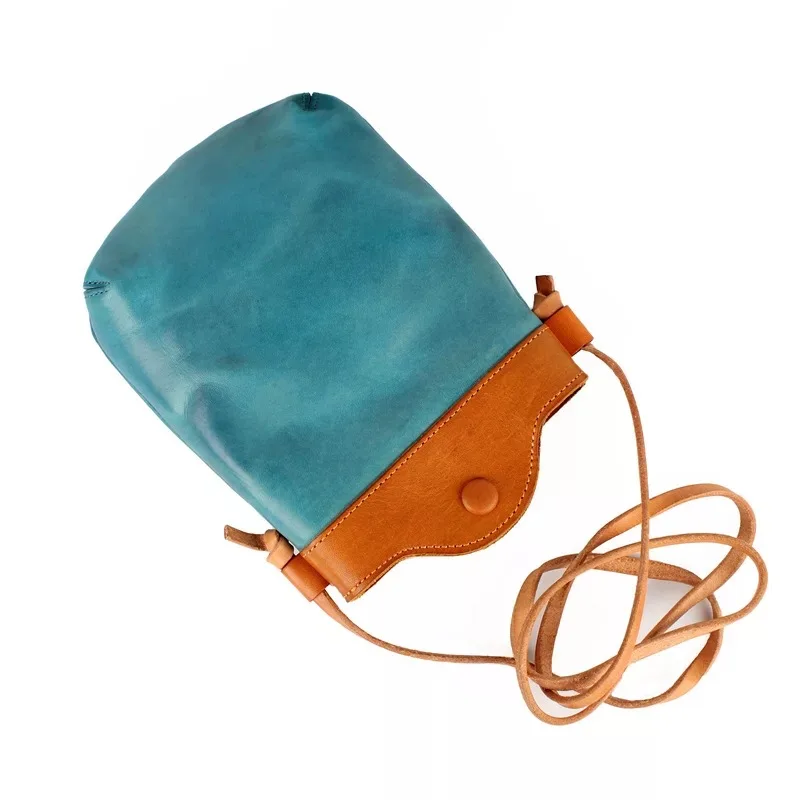 

Lovely Color-mixing Designer Girls Mini Phone Case Genuine Leather Hasp Closure Women's Small Cross Shoulder Bag Lady Sling Bag