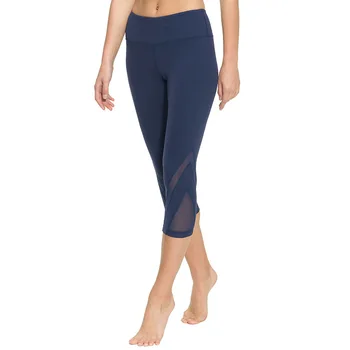 

Women Yoga Capri Slim Mesh Leggings Fitness Running Female Tights Pant High Waist Sports Gym Stretch Sportswear Clothing