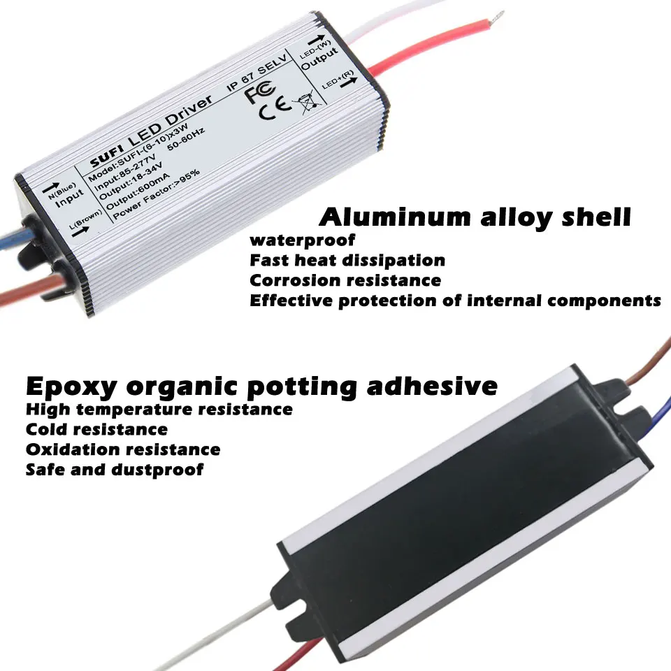 20 Вт Светодиодный драйвер AC85 277V до DC18 34V 600мА освещение Трансформатор выключатель