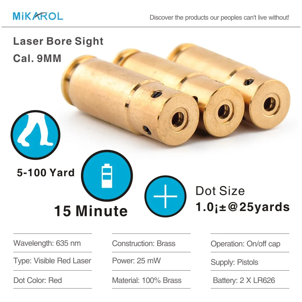 9MM Laser Cartridge Bore Sighting Your Weapong System, Gun Accessories Weapon Gun Sight Laser