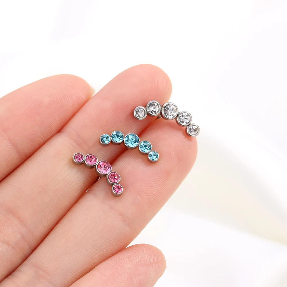 Cartilage Helix Tragus Stud Earrings 1PC Ear Nail Stainless Steel Bar Piercing Crystal Body Jewelry Accessories Gifts piercing jewelry body piercing earrings ear piercing jewelry ear studs metal jewelry body piercing jewelry body jewelry