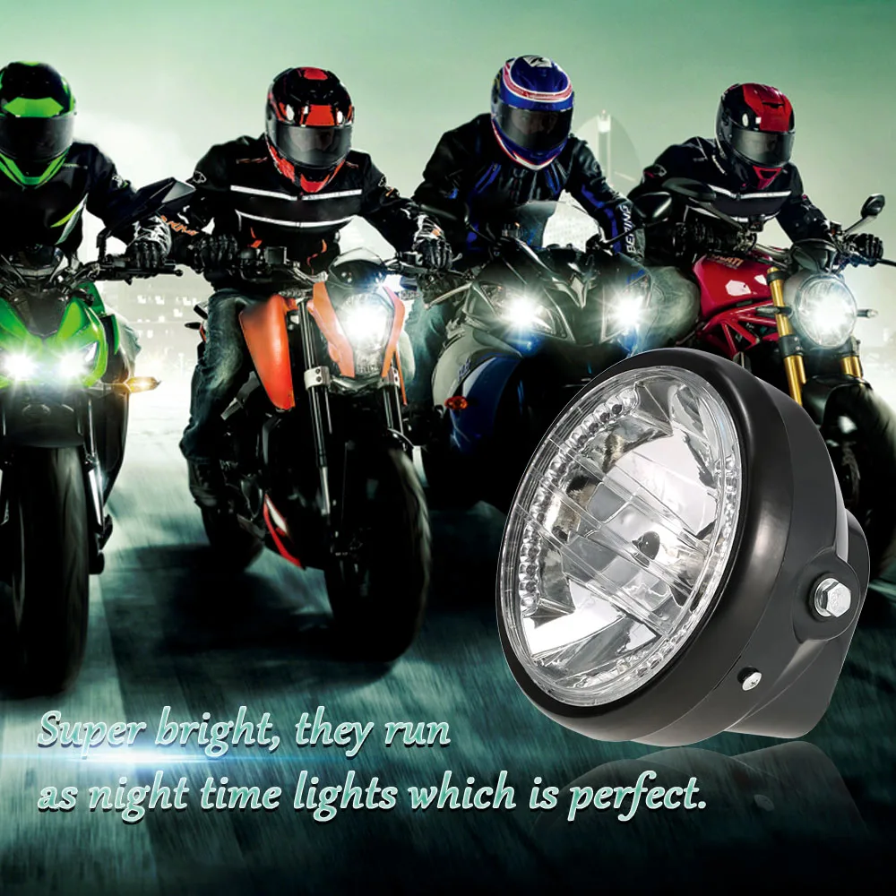 Led Motorcycle Headlight 7" Round Led Motorcycle Turn Signal Indicators Blue Light Universal