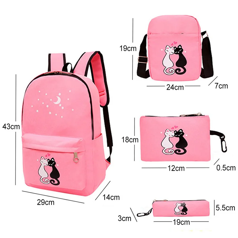 4 piezas mochila niños mochilas escolares para niñas niños lona mochila moda niños mochila adolescente Linda mochila Niño